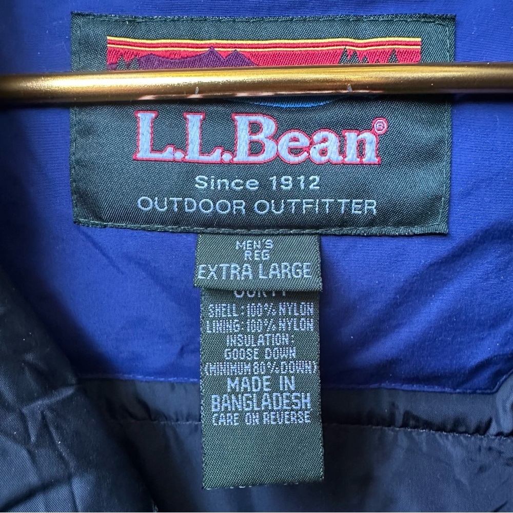 L.L.Bean Goose Down Parka Jacket Men’s XL Blue Winter Coat Nylon Shell - Picture 7 of 15